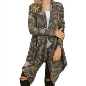 Camo Camouflage Flowy Cardigan with Pockets Large